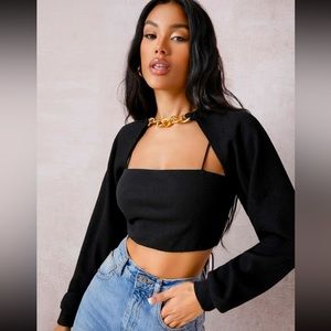 SHEIN gold chain neck raglan sleeve, black, L 8/10